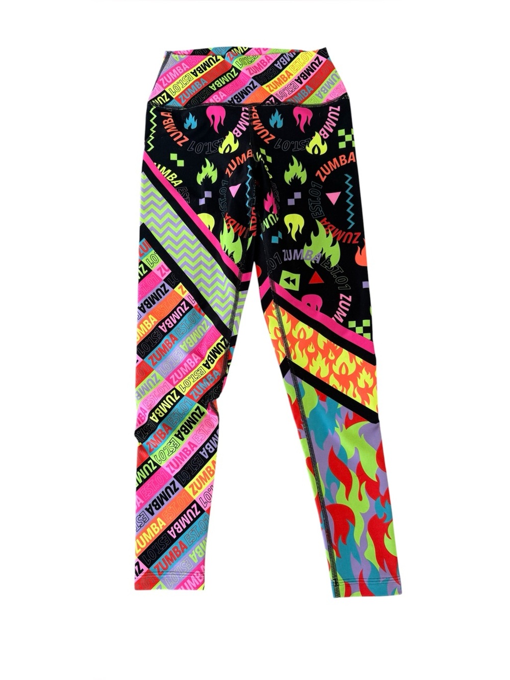 Zumba Fuego Neon Multi-Color Printed Leggings